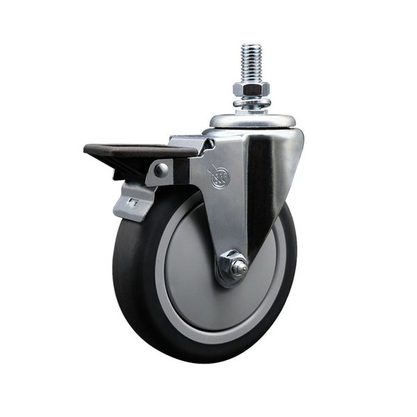 Service Caster 6 Inch Thermoplastic Rubber 12 Inch Threaded Stem Caster with Brake SCC-TS20S614-TPRB-PLB-121315